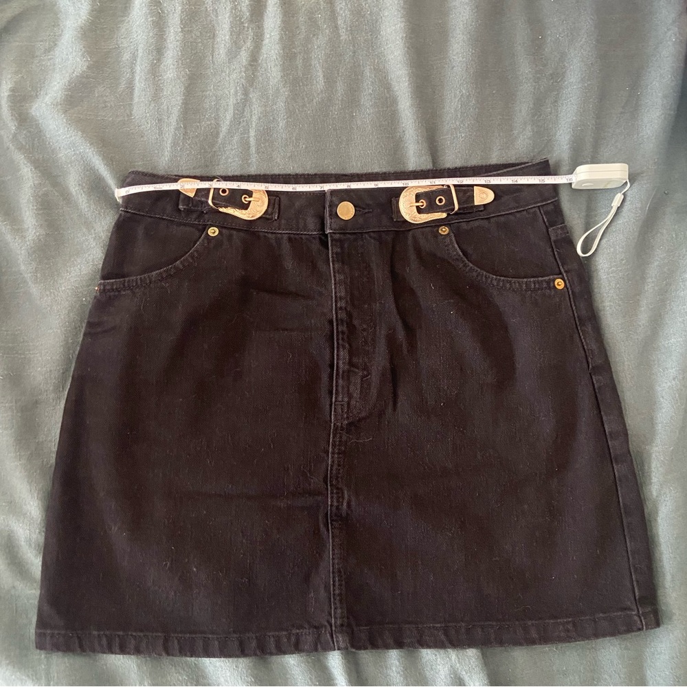 Topshop denim/ jean skirt with gold buckles